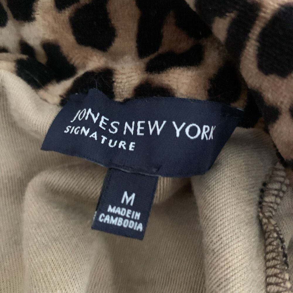 Jones New York Track Jacket Velour Leopard Print Sz M Full Zip - Picture 6 of 7